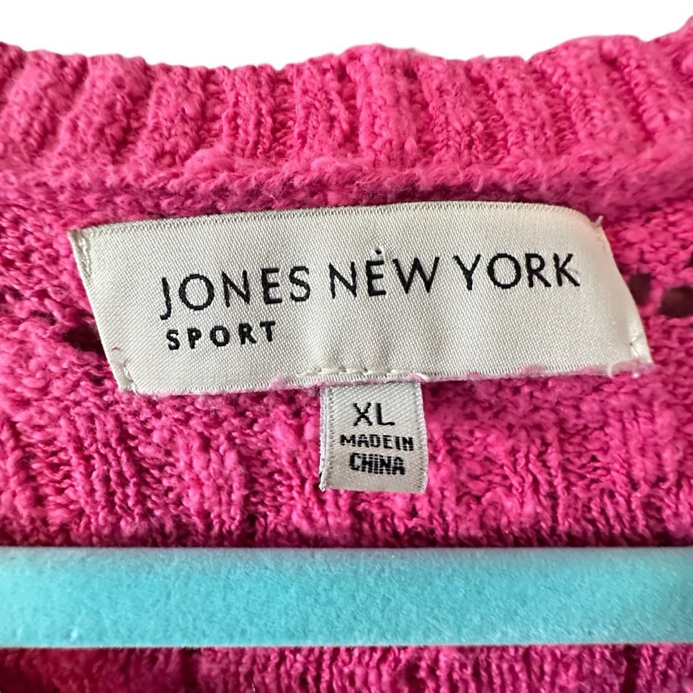 🔴 5 for $40 SALE! 
Jones New York Hot Pink Crew Neck Loose Knit Sweater sz XL - Picture 4 of 12